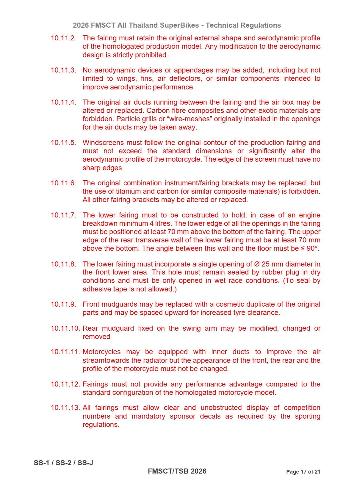 Page 17 of 2026 FMSCTTSB SuperSports 600 Technical Regulations Rev1