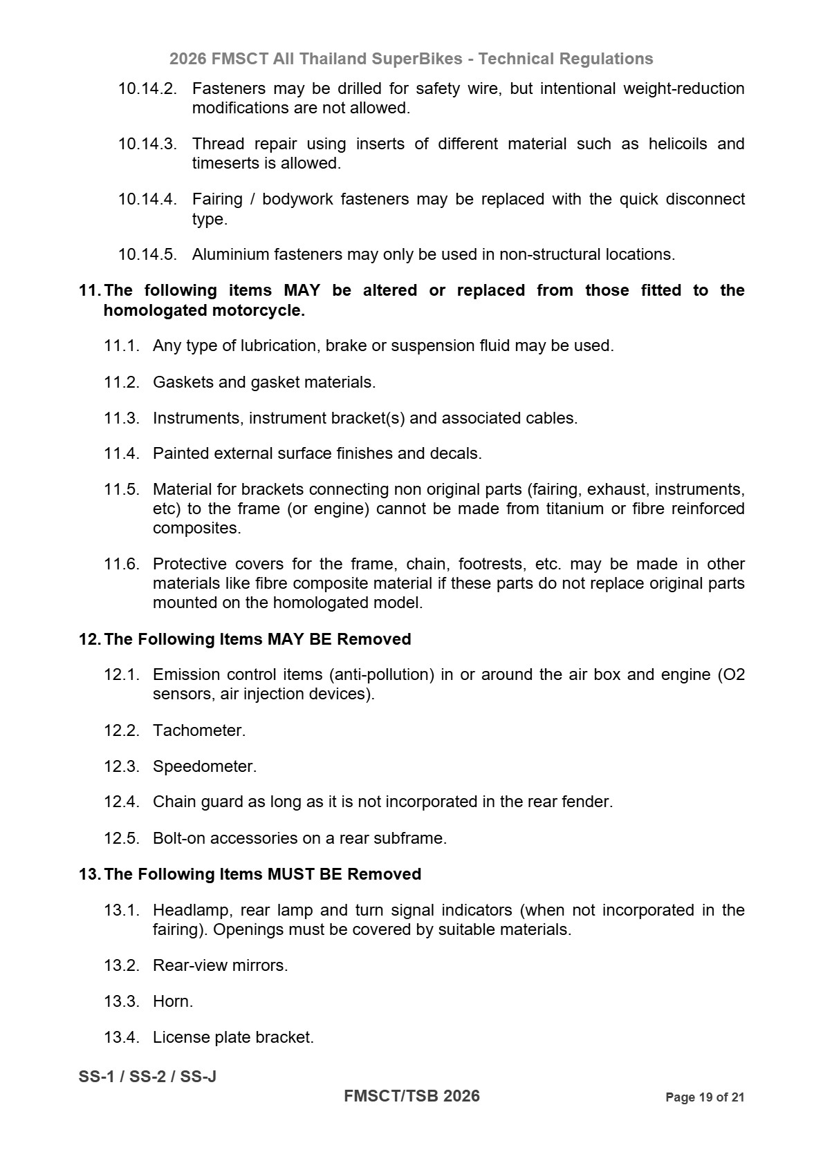 Page 19 of 2026 FMSCTTSB SuperSports 600 Technical Regulations Rev1