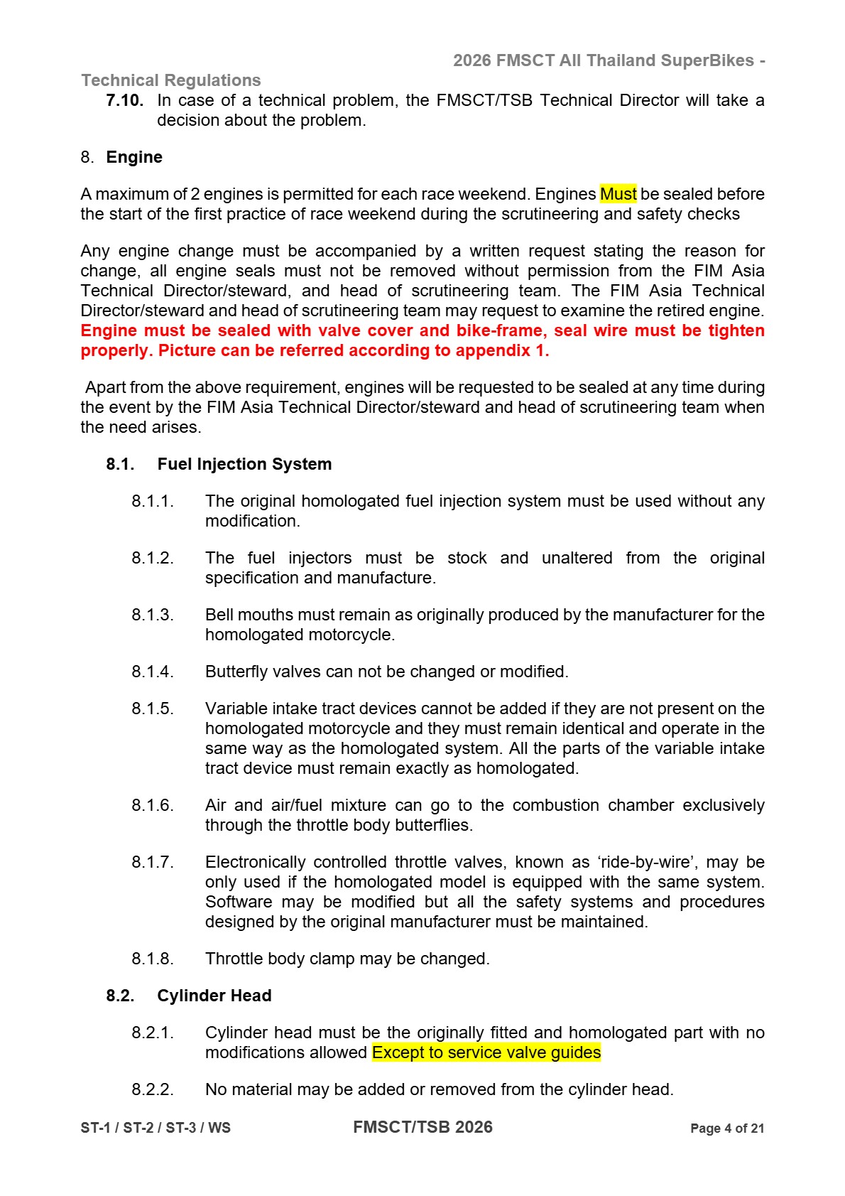 Page 4 of 2026 FMSCTTSB SuperStock 1000 Technical Regulations Rev1