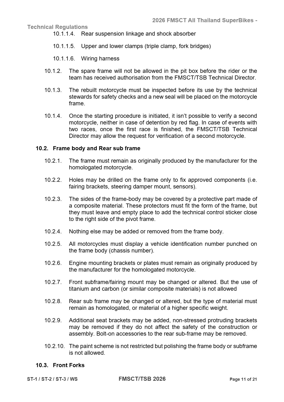 Page 11 of 2026 FMSCTTSB SuperStock 1000 Technical Regulations Rev1