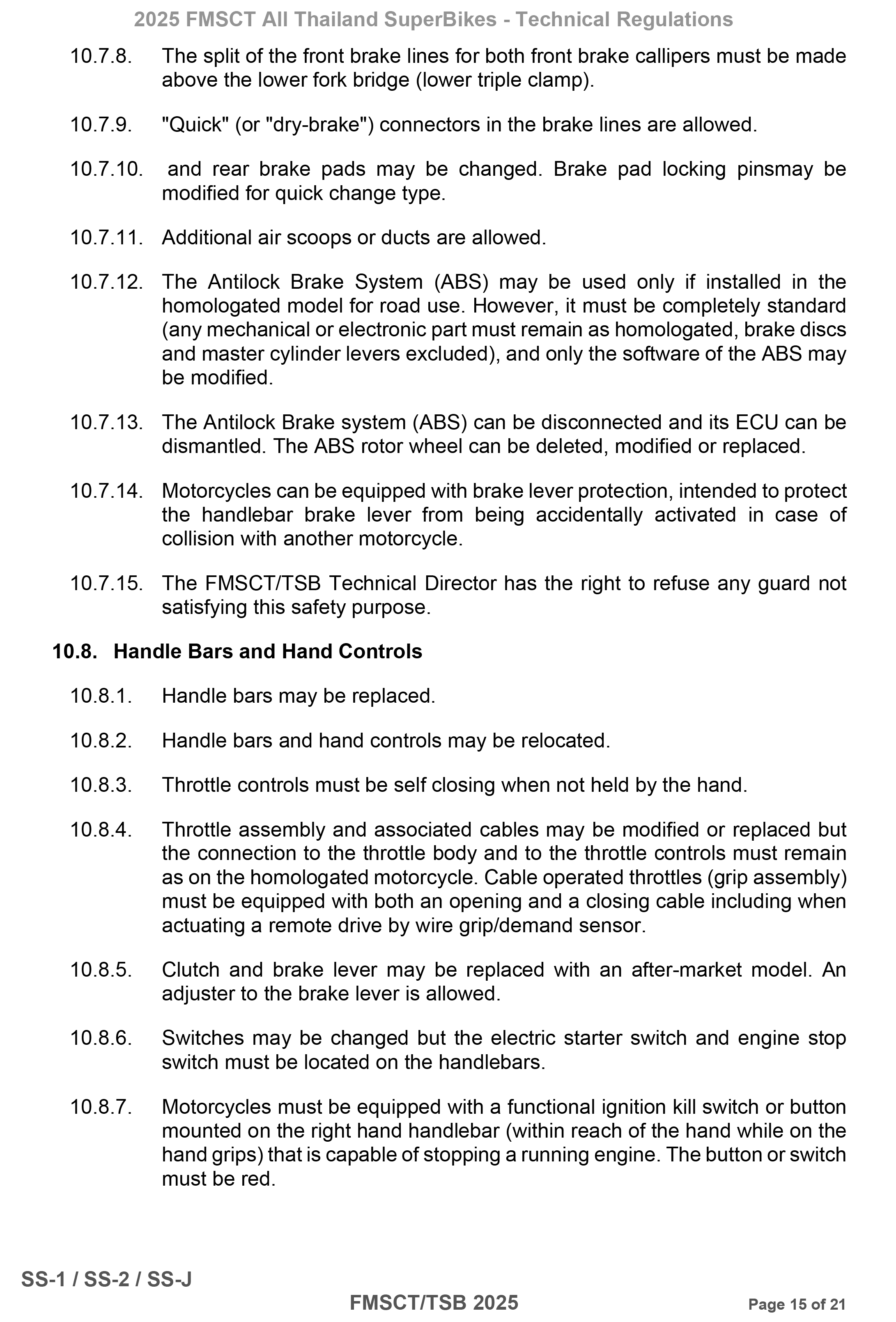 Page 15 of 2025 FMSCTTSB SuperSports 600 Technical Regulations Rev1.2