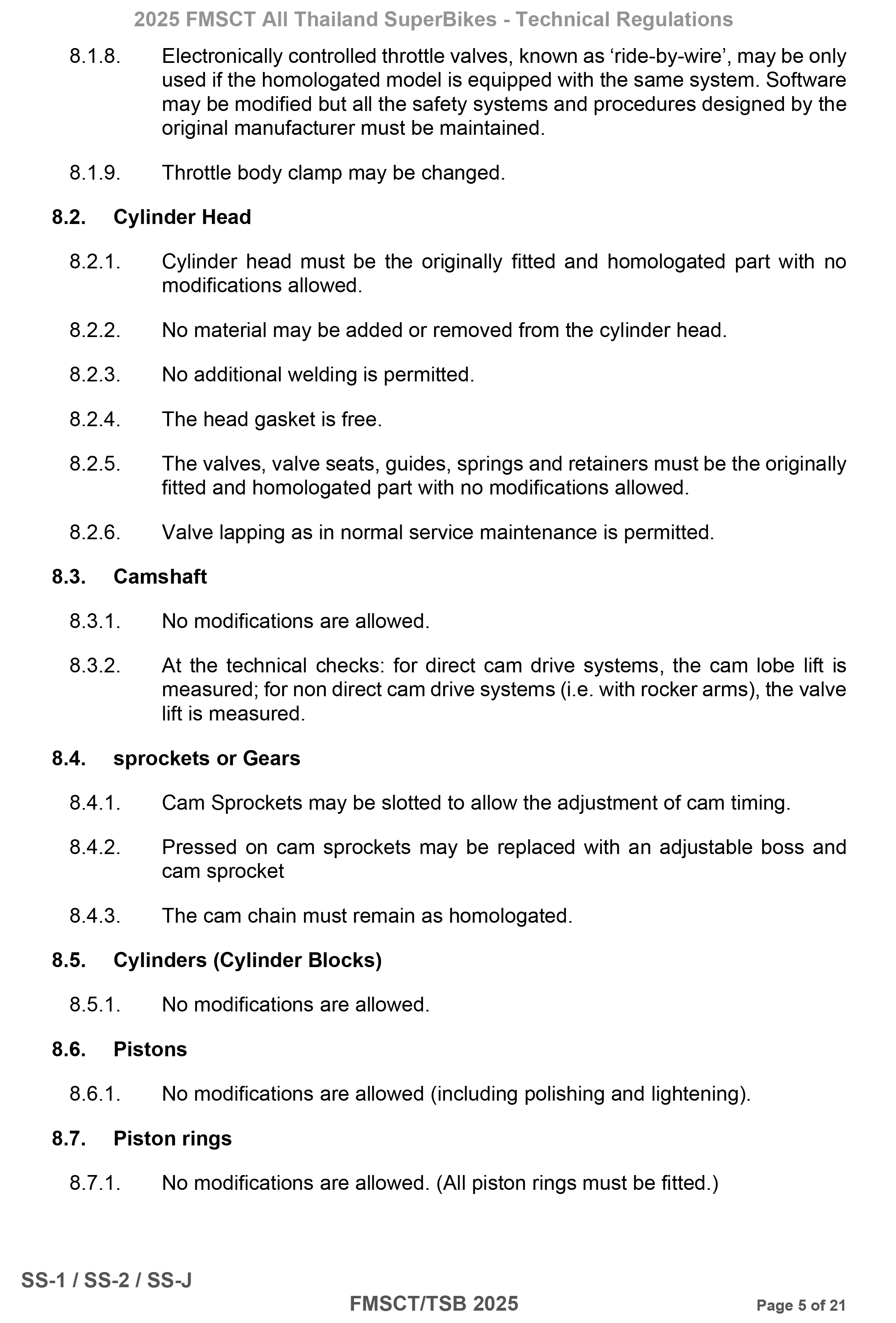 Page 5 of 2025 FMSCTTSB SuperSports 600 Technical Regulations Rev1.2