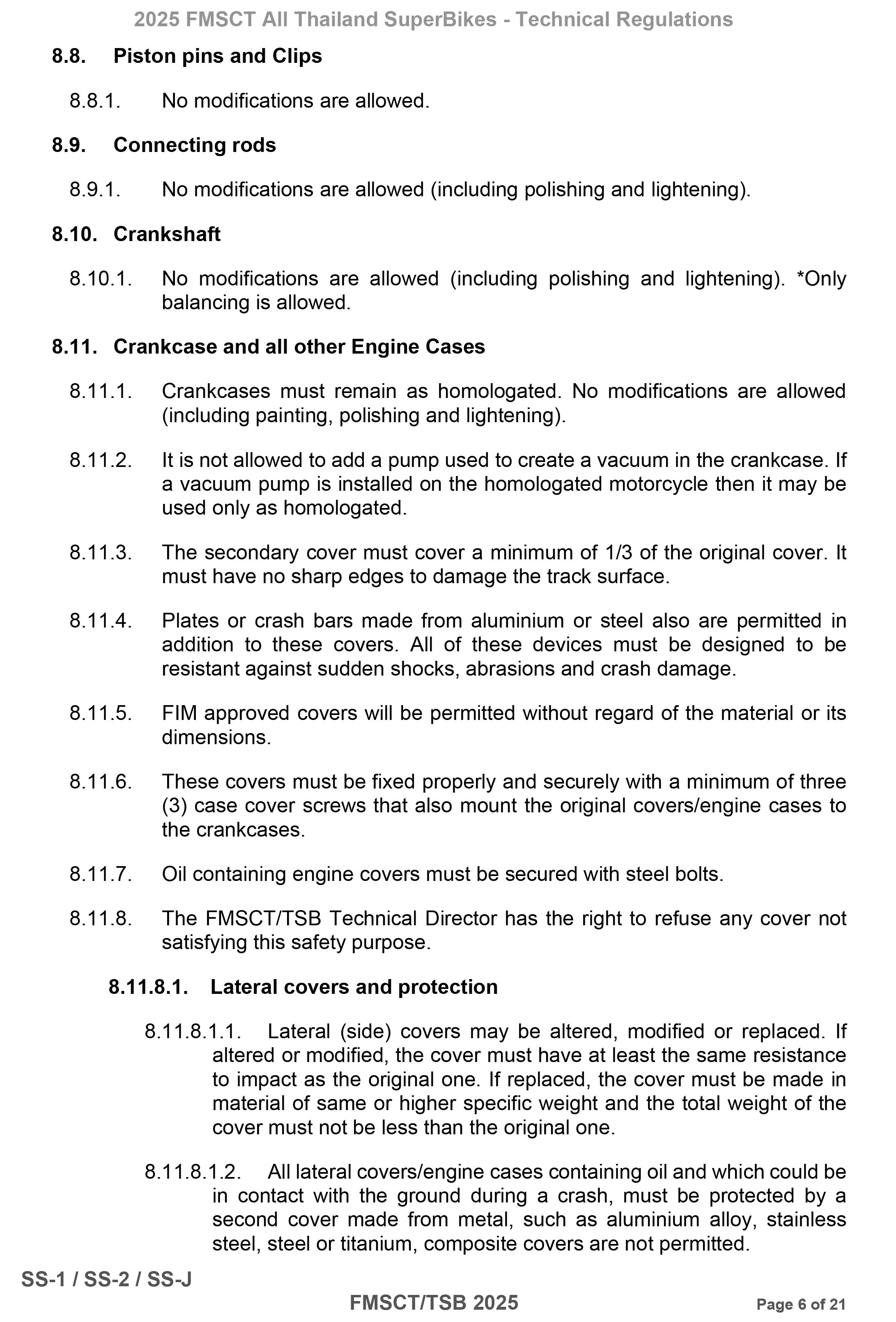 Page 6 of 2025 FMSCTTSB SuperSports 600 Technical Regulations Rev1.2