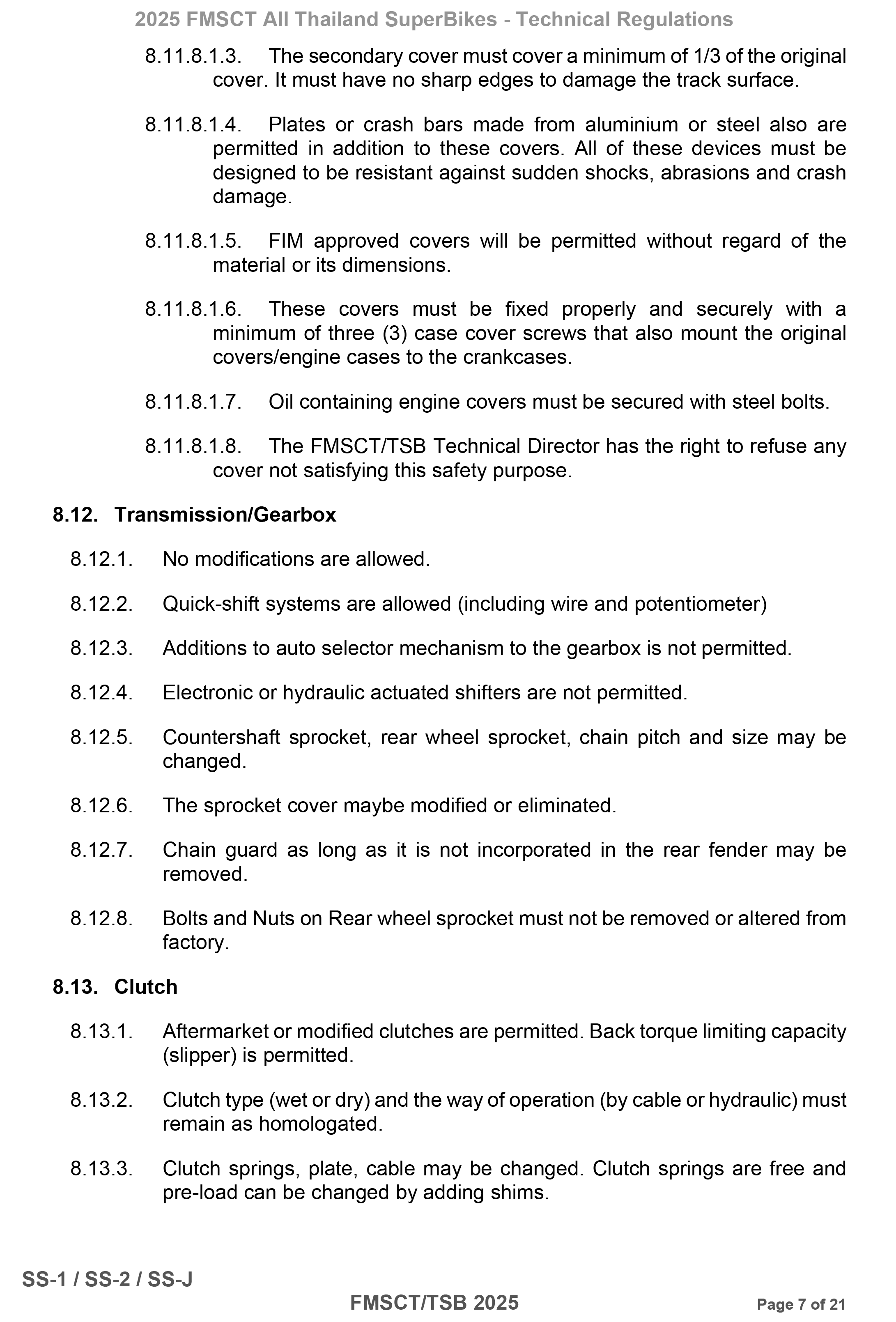 Page 7 of 2025 FMSCTTSB SuperSports 600 Technical Regulations Rev1.2