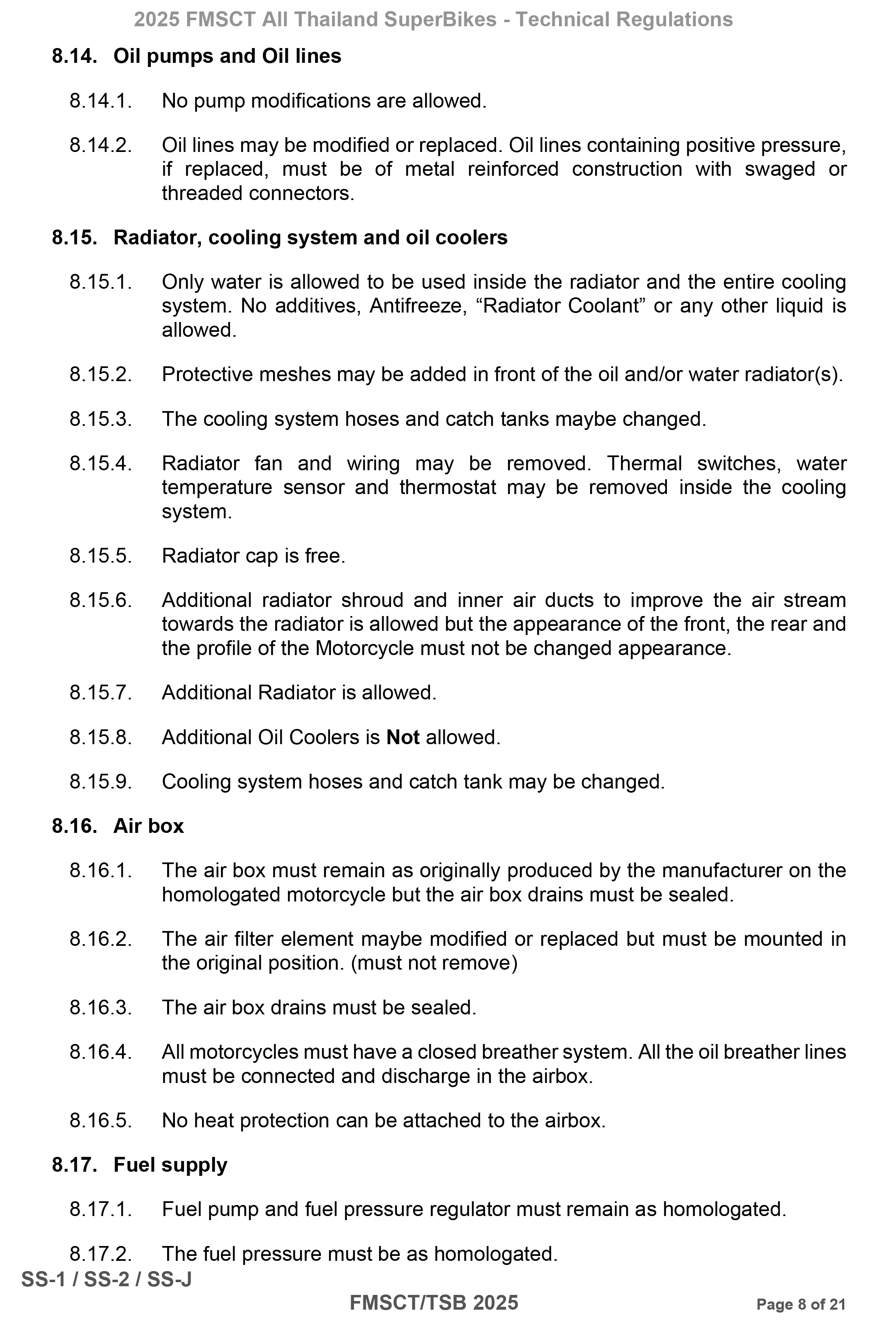 Page 8 of 2025 FMSCTTSB SuperSports 600 Technical Regulations Rev1.2