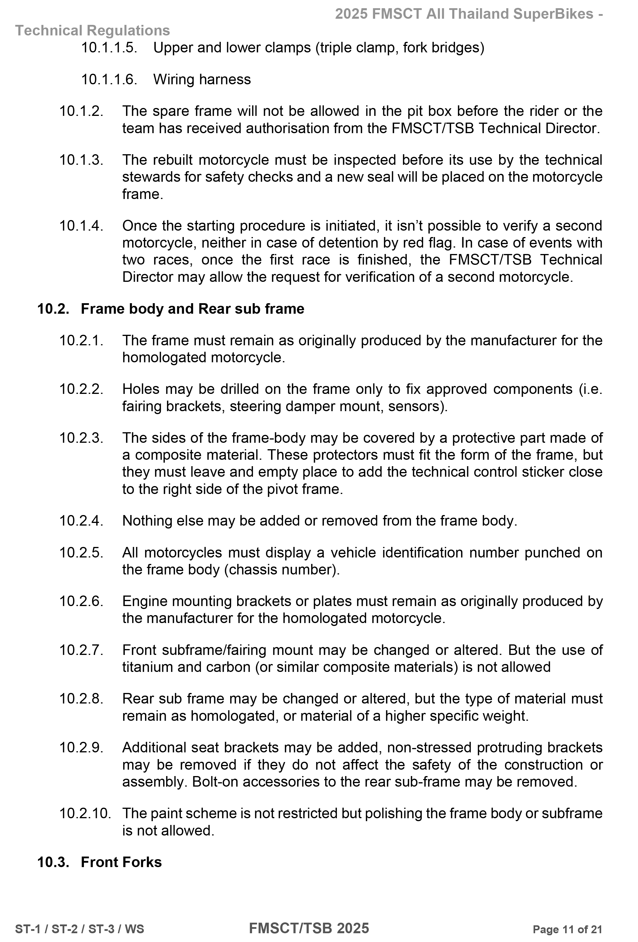 Page 11 of 2025 FMSCTTSB SuperStock 1000 Technical Regulations Rev1.2