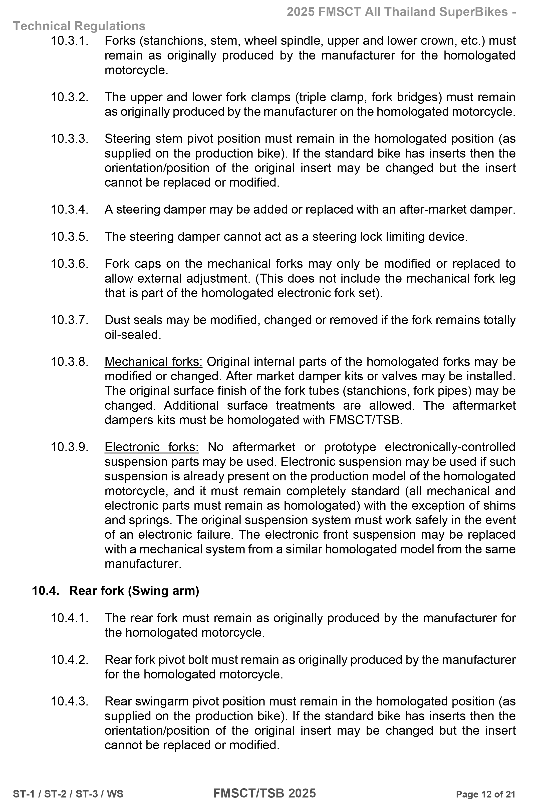 Page 12 of 2025 FMSCTTSB SuperStock 1000 Technical Regulations Rev1.2