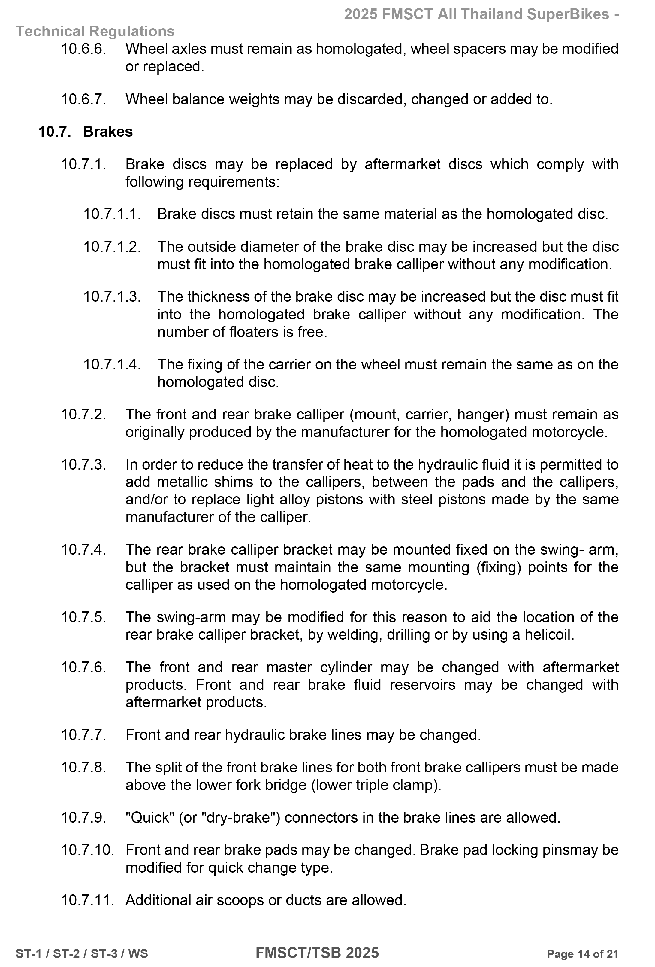 Page 14 of 2025 FMSCTTSB SuperStock 1000 Technical Regulations Rev1.2