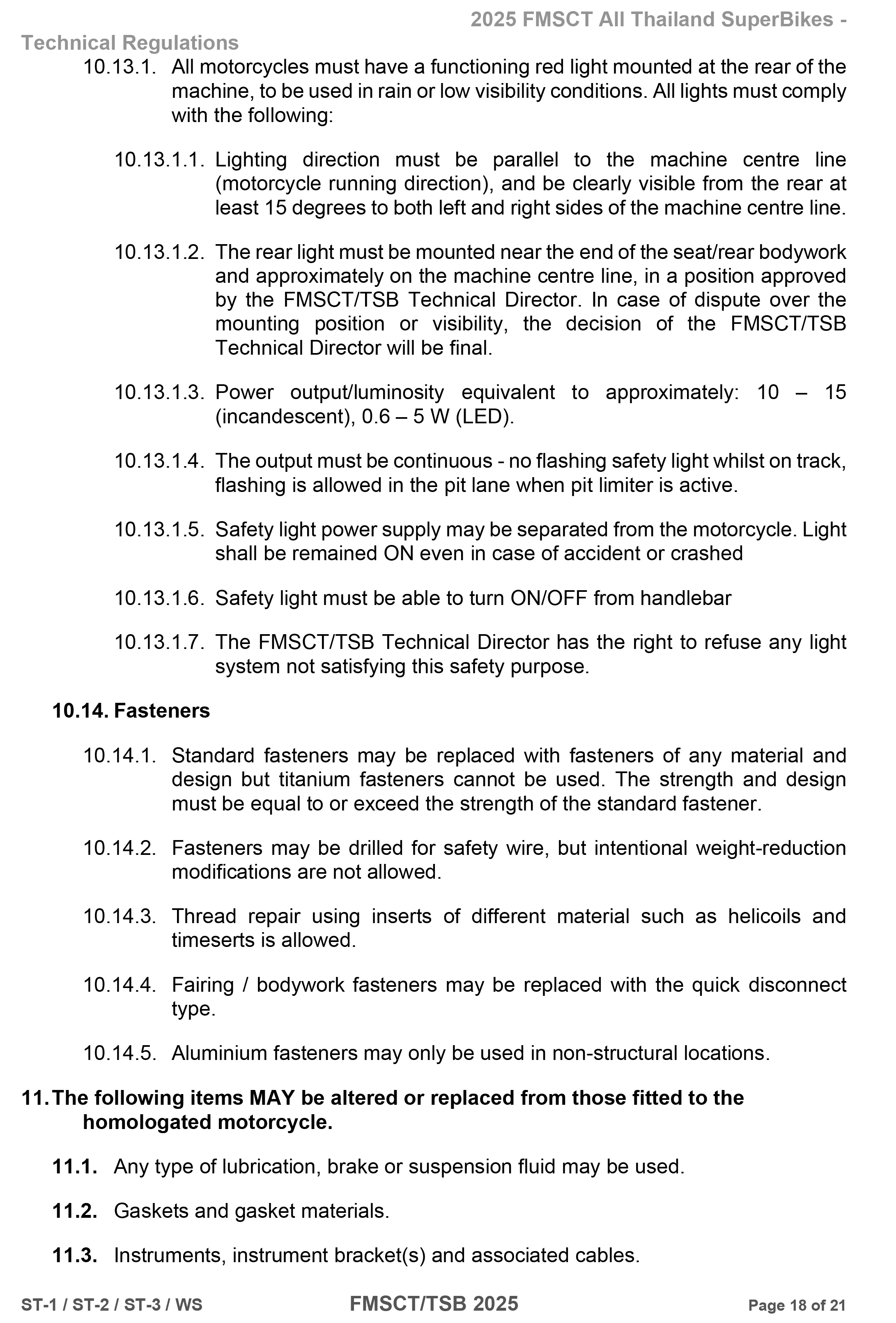 Page 18 of 2025 FMSCTTSB SuperStock 1000 Technical Regulations Rev1.2