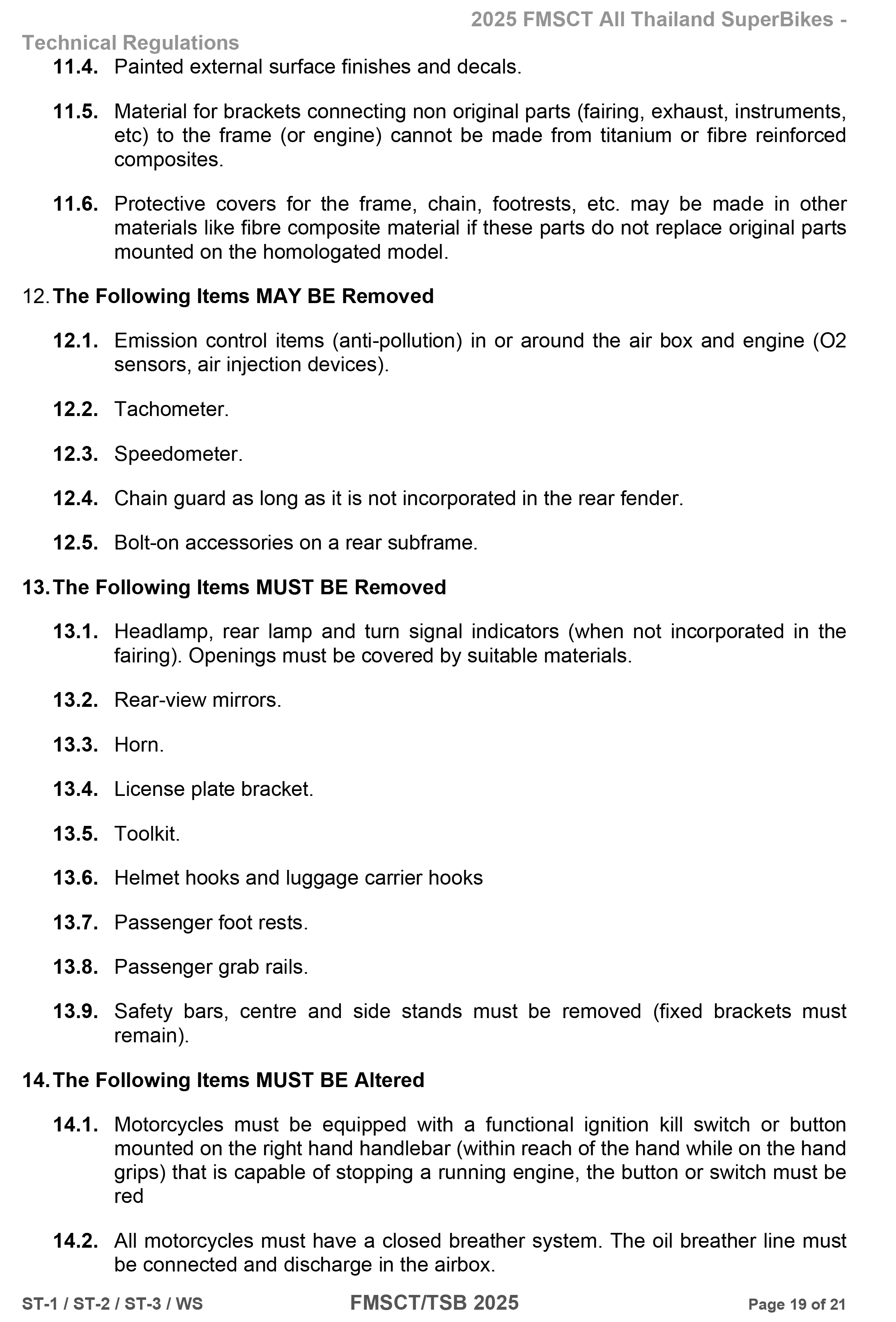 Page 19 of 2025 FMSCTTSB SuperStock 1000 Technical Regulations Rev1.2