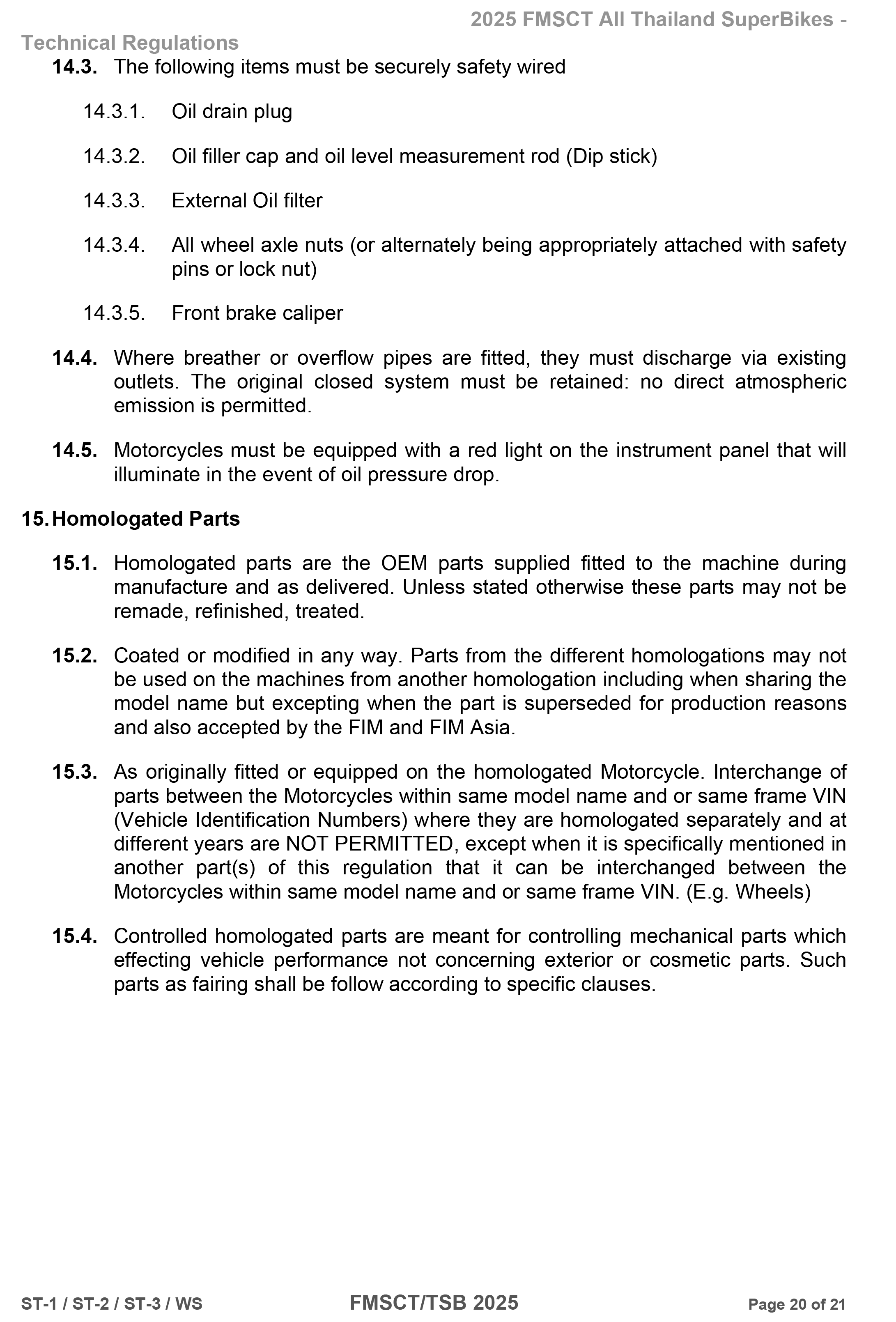 Page 20 of 2025 FMSCTTSB SuperStock 1000 Technical Regulations Rev1.2